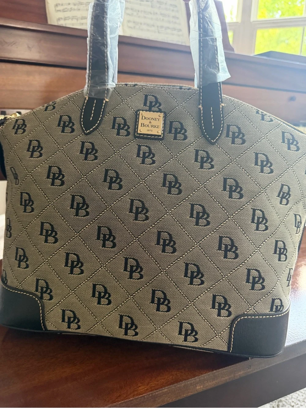 Dooney & Bourke Tan and Black Signature Satchel